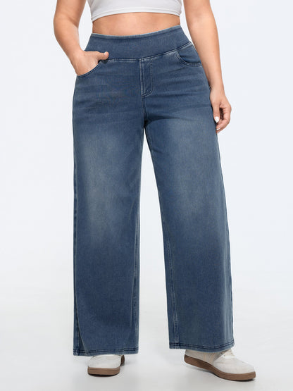 🔥 MAJOR SALE-Stretchy Pull-On Wide-Leg Knit Jeans