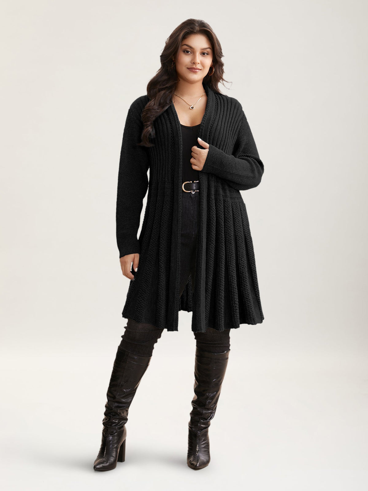 🔥 MAJOR SALE-Women’s Textured Long Cardigan – Relaxed Kimono-Style Open Front Sweater