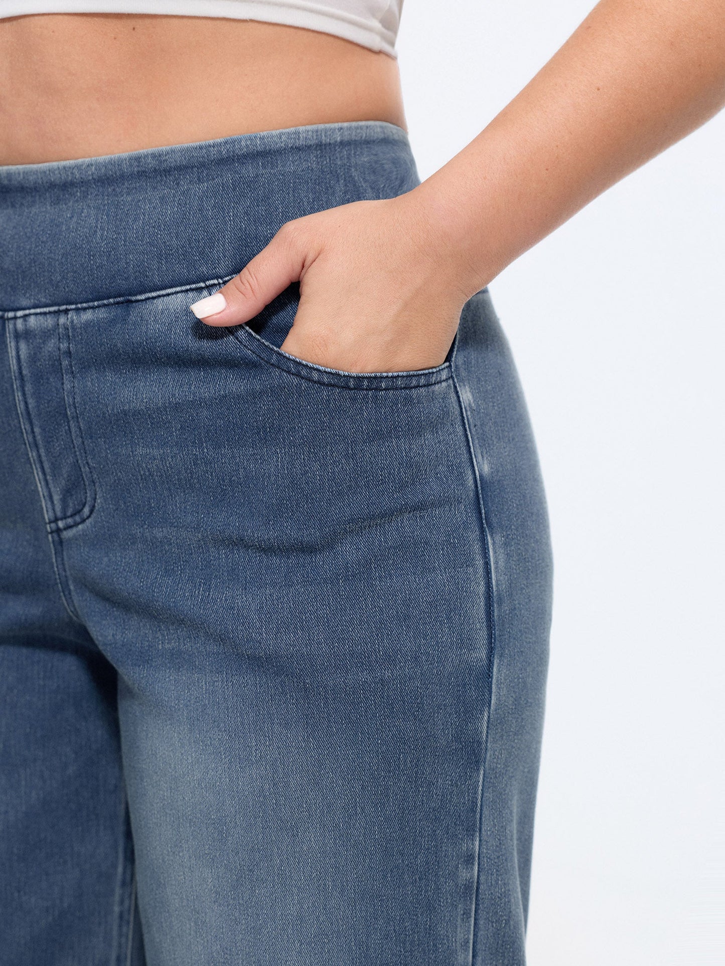 🔥 MAJOR SALE-Stretchy Pull-On Wide-Leg Knit Jeans