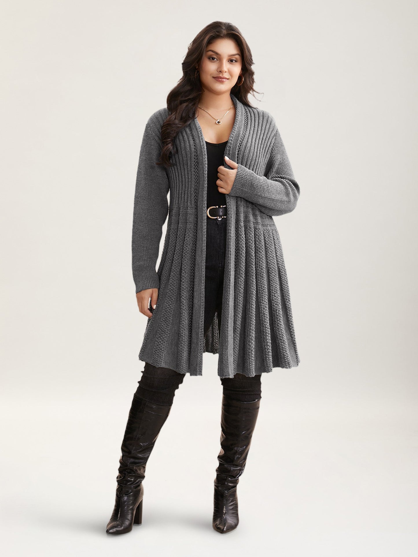 🔥 MAJOR SALE-Women’s Textured Long Cardigan – Relaxed Kimono-Style Open Front Sweater