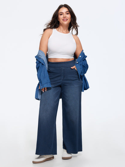 🔥 MAJOR SALE-Stretchy Pull-On Wide-Leg Knit Jeans