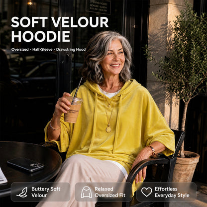🔥 LAST DAY SALE –Women's Velour Oversized Hoodie 3/4 Sleeve