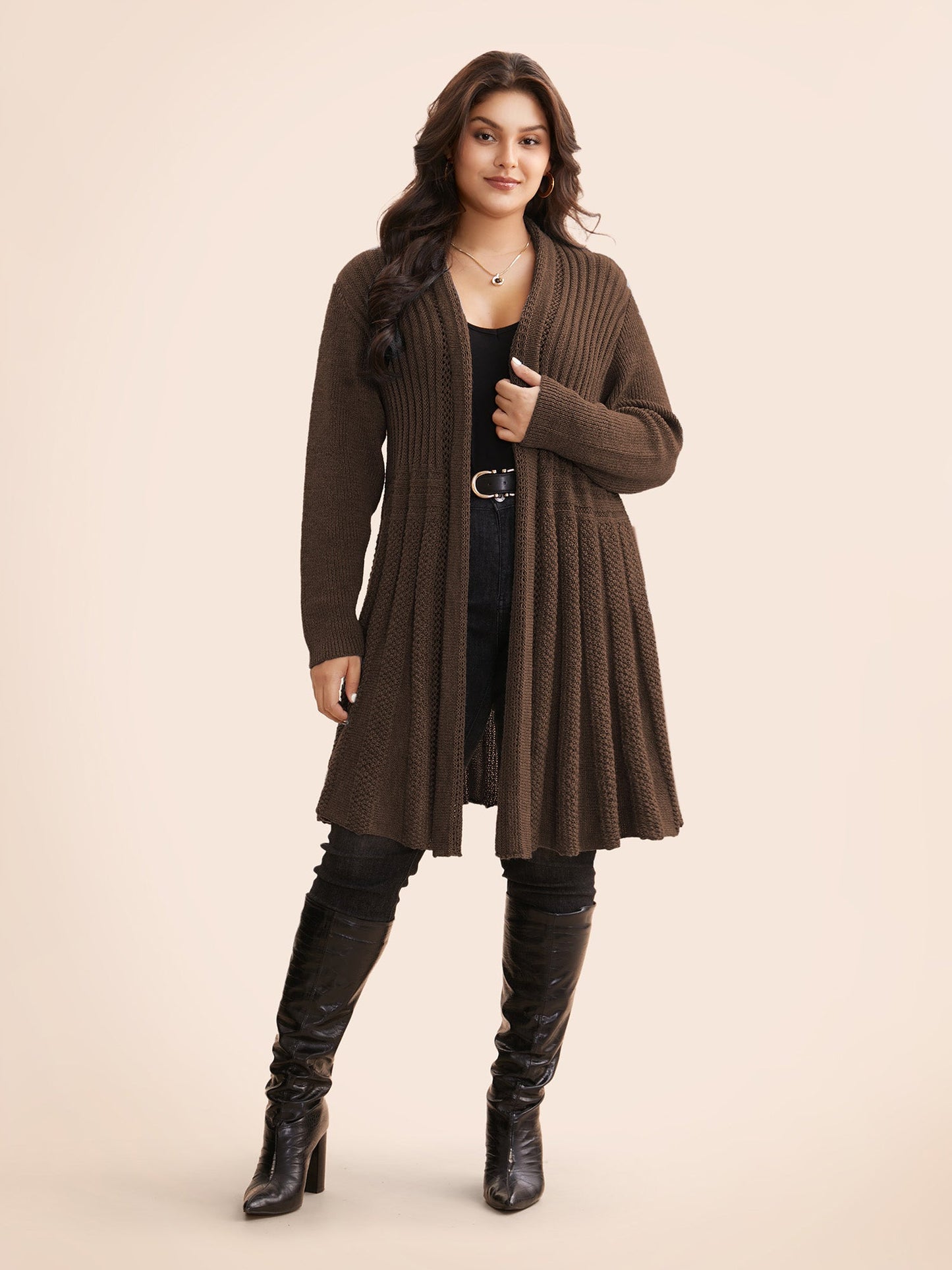 🔥 MAJOR SALE-Women’s Textured Long Cardigan – Relaxed Kimono-Style Open Front Sweater