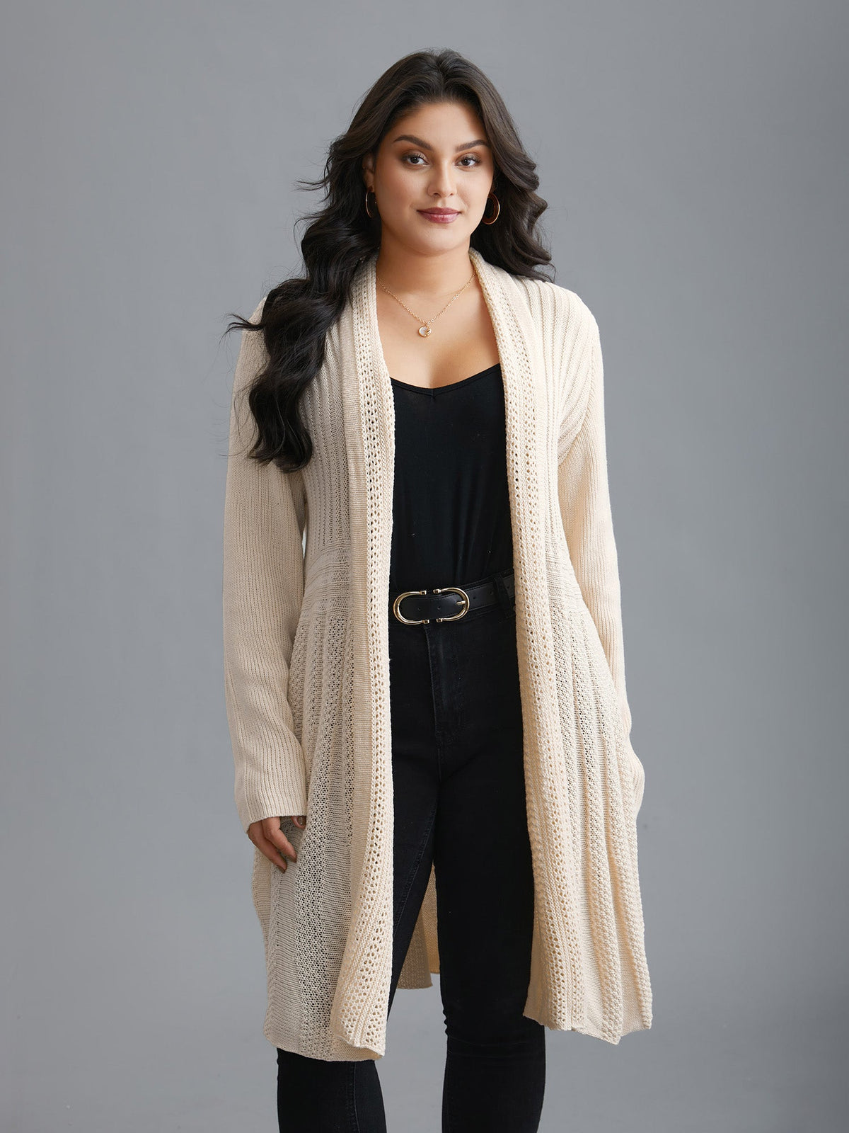 🔥 MAJOR SALE-Women’s Textured Long Cardigan – Relaxed Kimono-Style Open Front Sweater