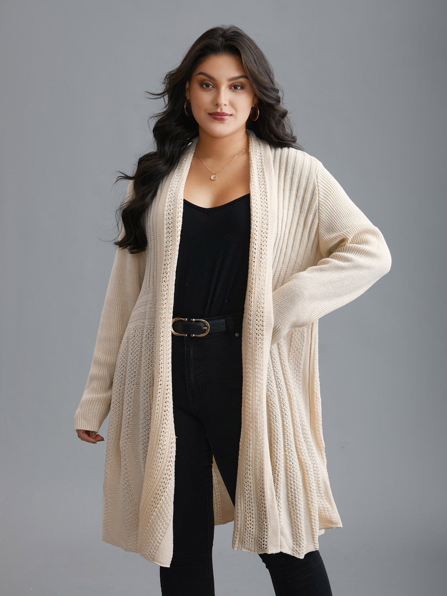 🔥 MAJOR SALE-Women’s Textured Long Cardigan – Relaxed Kimono-Style Open Front Sweater