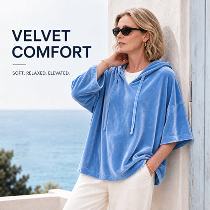 🔥 LAST DAY SALE –Women's Velour Oversized Hoodie 3/4 Sleeve