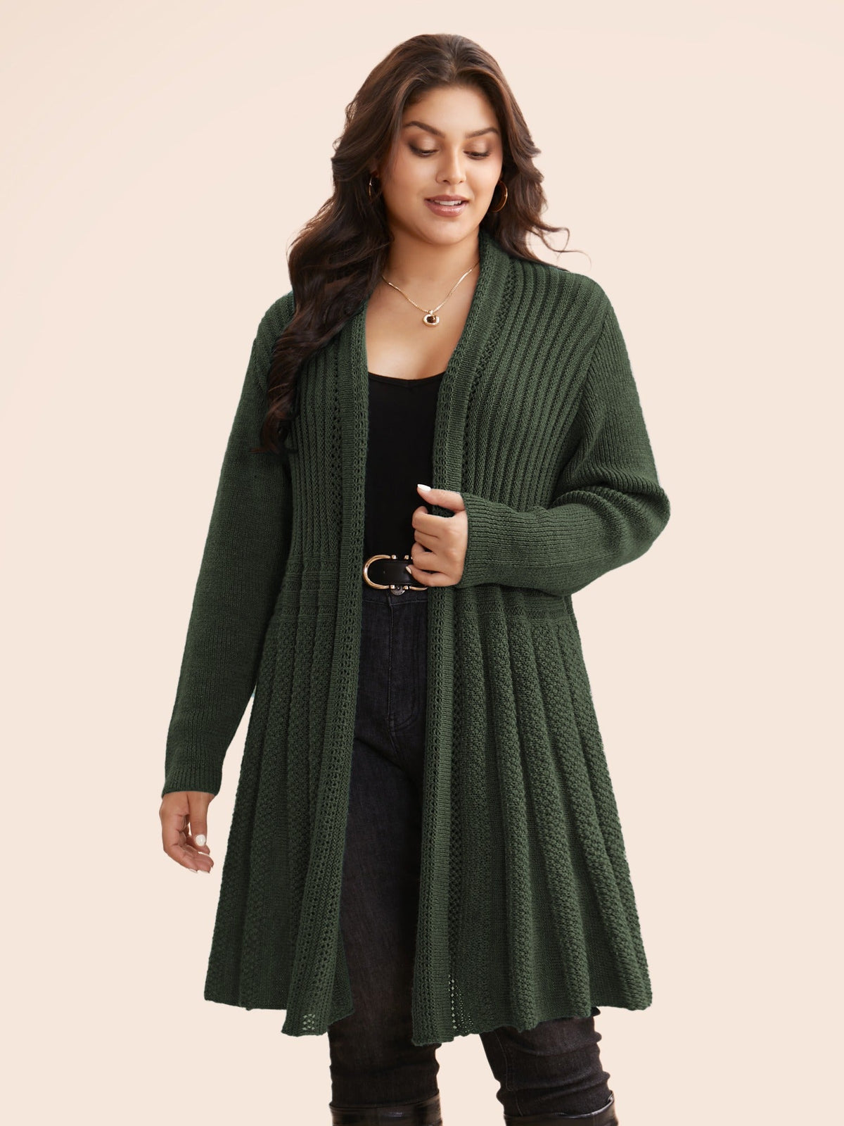 🔥 MAJOR SALE-Women’s Textured Long Cardigan – Relaxed Kimono-Style Open Front Sweater