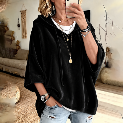 🔥 LAST DAY SALE –Women's Velour Oversized Hoodie 3/4 Sleeve