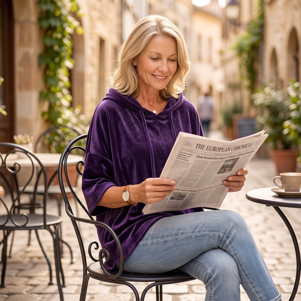 🔥 LAST DAY SALE –Women's Velour Oversized Hoodie 3/4 Sleeve